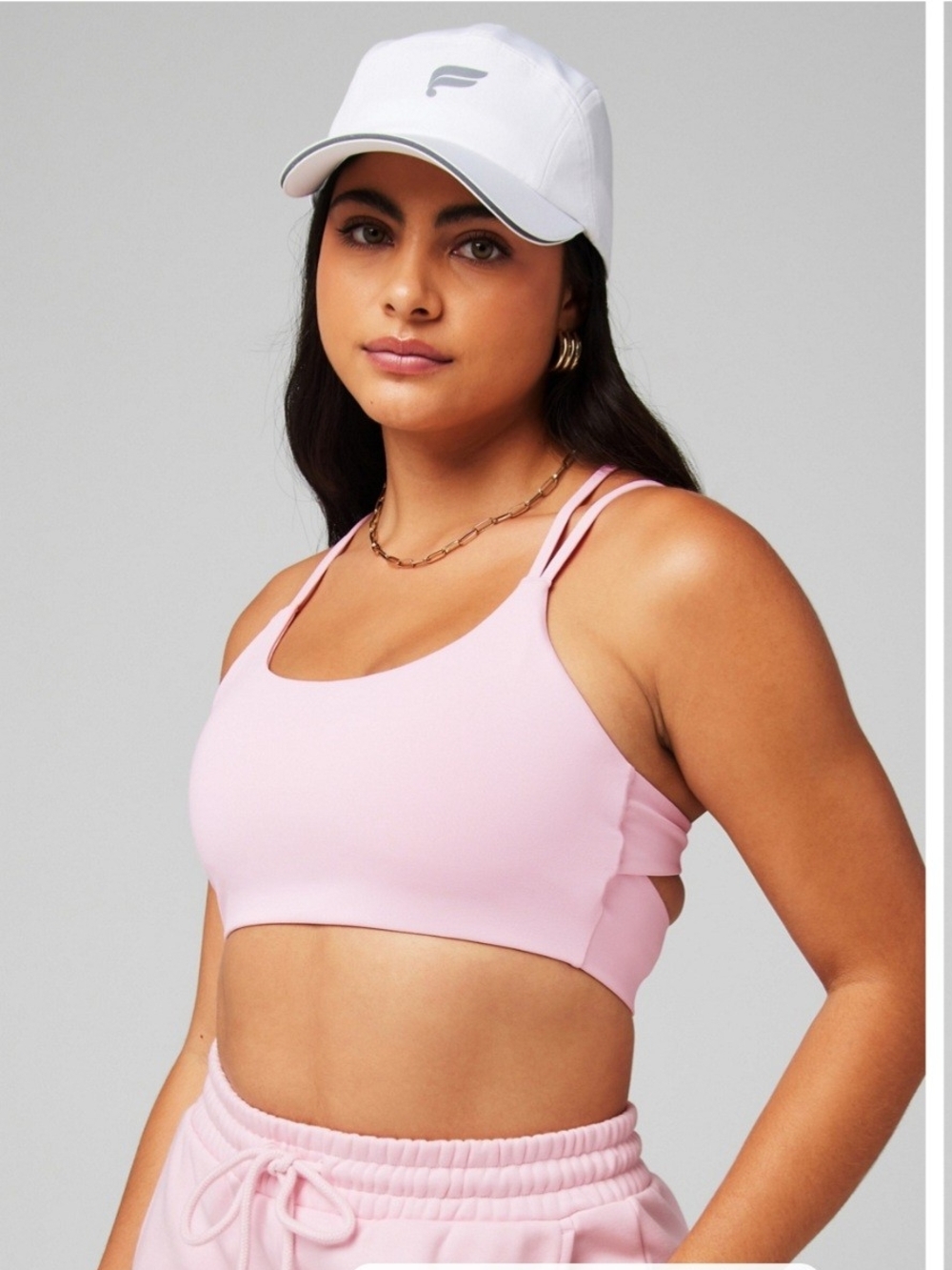 Fabletics Principal Low Impact Bra Light Pink Strappy Open Back XL